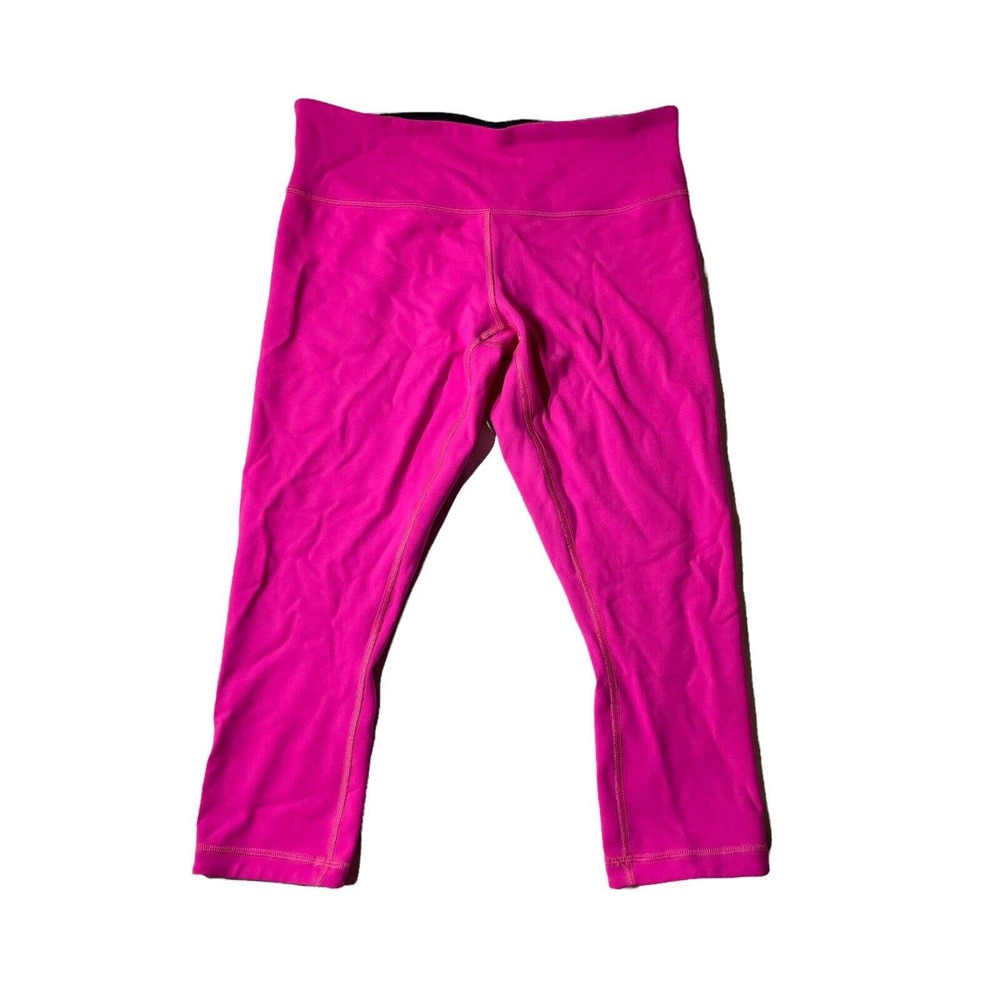 Lululemon Wunder Under Crop Reversible Blue Paris Pink Womens Size 8ā